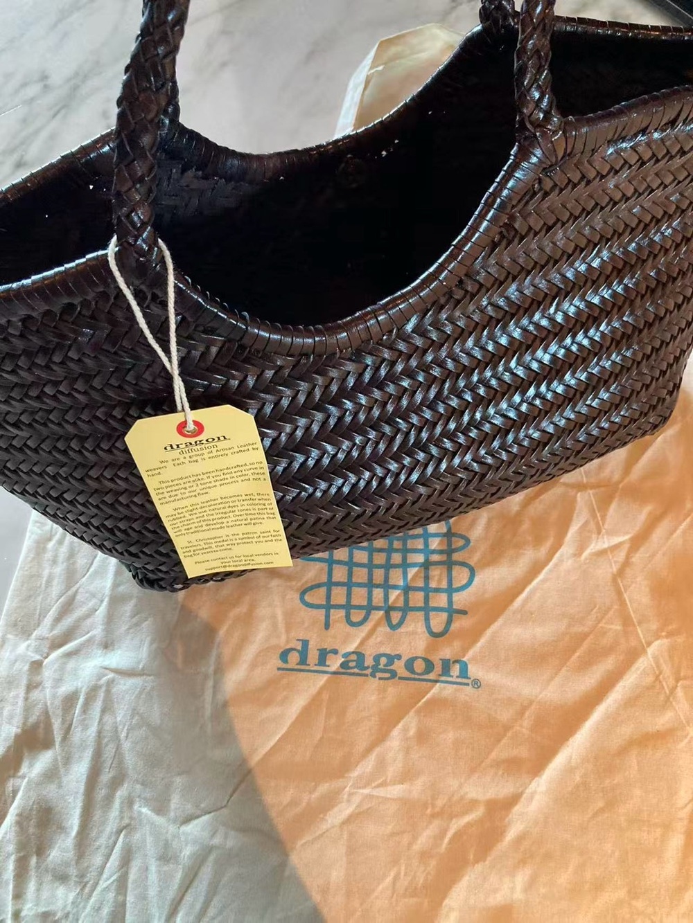 Dragon Diffusion Brown Nantucket Basket Bag Shoulder Tote Bag - Picture 13 of 14